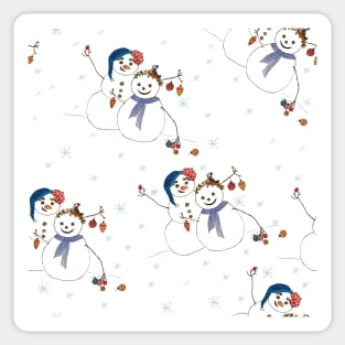 Snowman couple at Christmas time Sticker